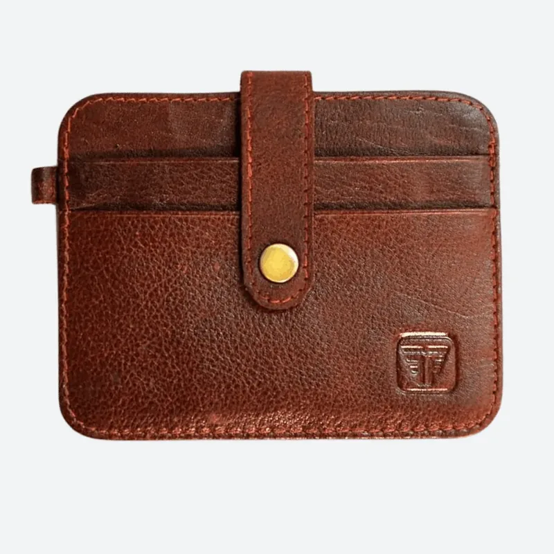 Slim Strap Card Holder in Bombay Brown leather