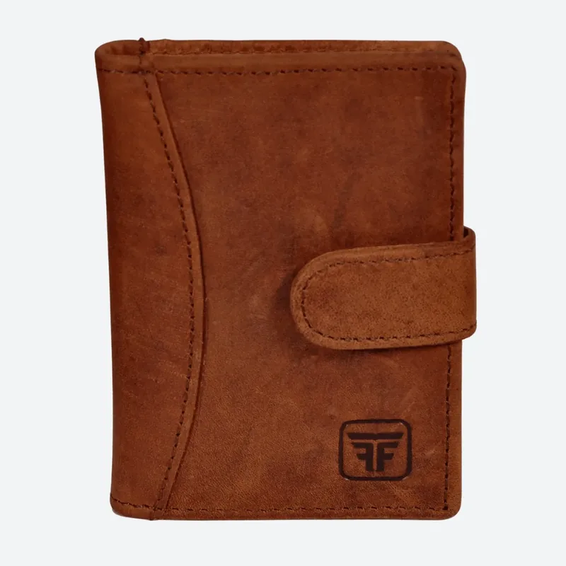 Mini Bifold Card Wallet in Hunter Brown leather