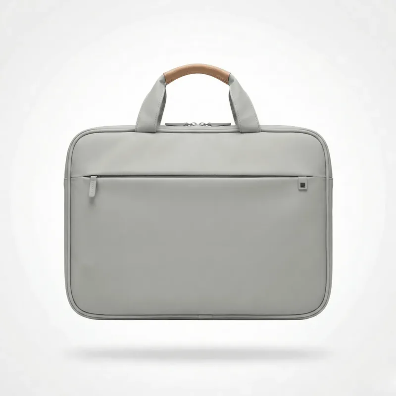 Slim laptop briefcase in light grey