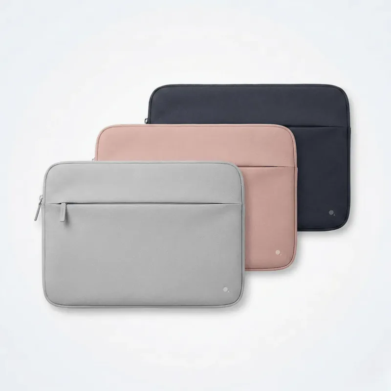Minimal laptop sleeves in grey, pink and navy